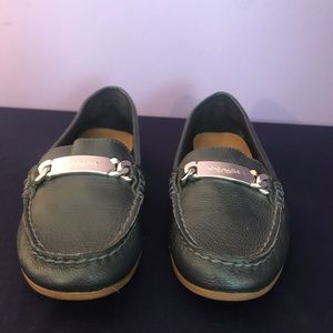 Coach size 7 navy blue leather loafers